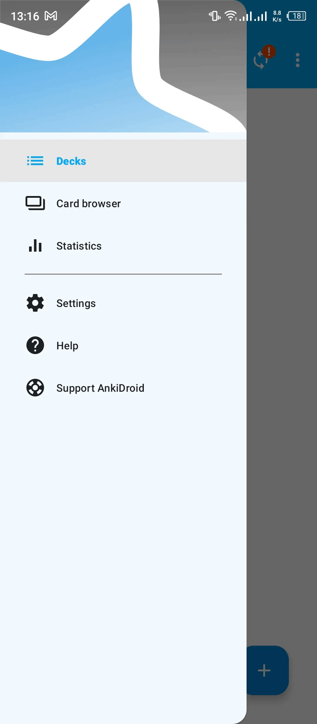 Animated walkthrough: 4-step process of opening Settings and configuring Hide system bars and Hide Hard/Easy buttons in AnkiDroid. Cycles every 6 seconds, infinite loop.