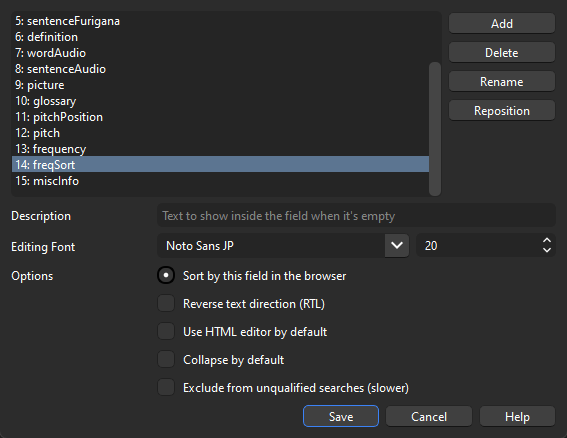 Pengaturan AutoReorder Anki